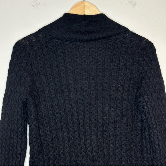 Hudson Alpaca Black Cable Knit Shawl Cardigan Size S - Picture 10 of 11